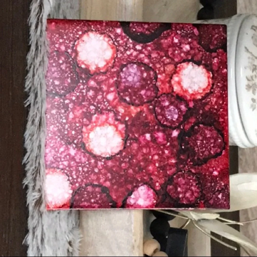 Hand Crafted shades of Red abstract original Decorative Tile